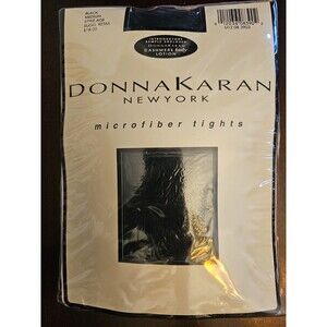 Donna Karan New York Microfiber Tights Black Size Medium Style A08 NIP Vintage